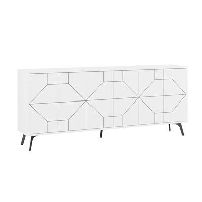 183cm Wide Modern Geometric Sideboard Storage with Push-to-open Doors