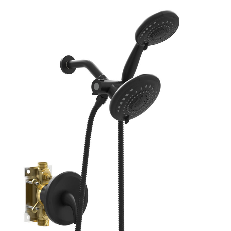Système de douche mural double complet, Noir mat