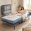 Lit d'invité pliable 75 po avec tête de lit et mousse à mémoire de forme - 300 lb, matelas de 5 po, rouleaux pour le rangement