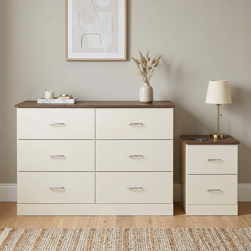 Allyannah 2 Pieces Bedroom Set, Ivory/Knotty Oak