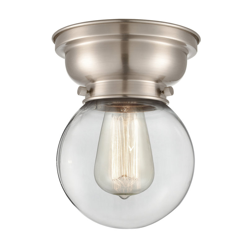Plafonnier encastré en verre Lorri, Ampoule non incluse, Transparent, Nickel satiné brossé