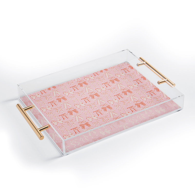 KrissyMast Bows in pink and cream Acrylic Tray