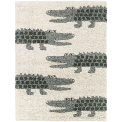 Allan Blue/Green Kids Alligator Area Rug
