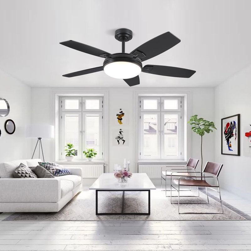 52 Inch Ceiling Fans With Lights And Remote, Black