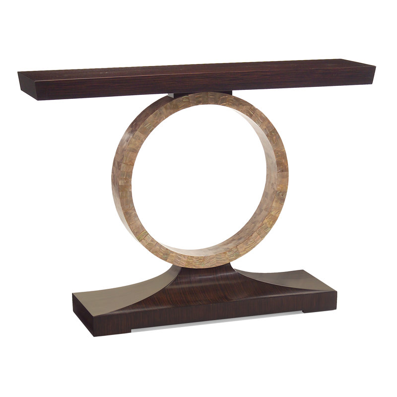 Le Cirque 54'' Brass and Brown Solid Wood Console Table with Storage