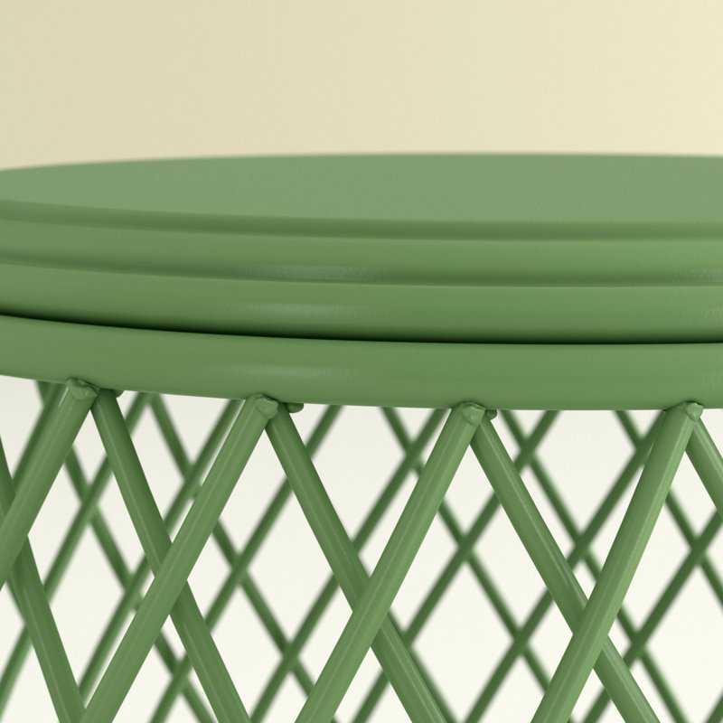 Santosh Round Metal Outdoor Side Table , 19.75'' in. W 19.75'' in. D, Matte Green