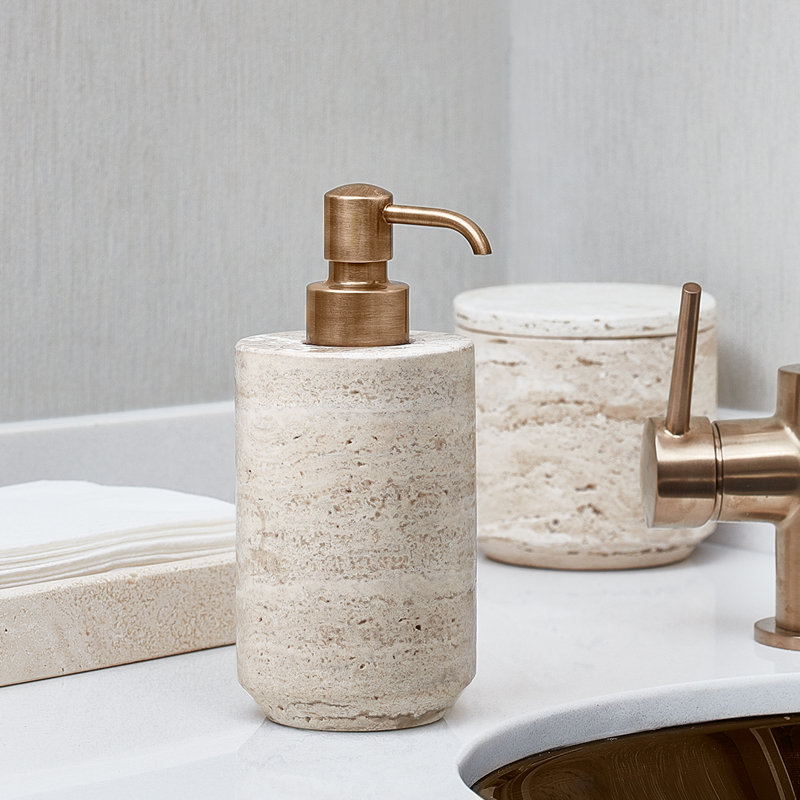 Aztec Marble Soap Dispenser, Satin Chrome