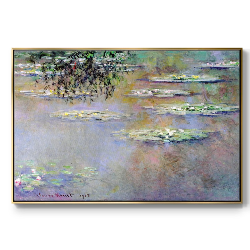 Nénuphars, 1903 01, reproduction sur toile, H 37 po x l 25 po x P 2 po, Or