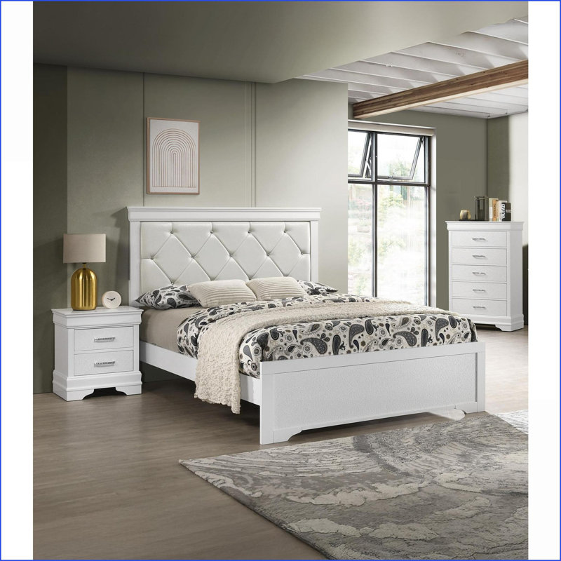 Table de chevet 2 tiroirs Modern, Blanc