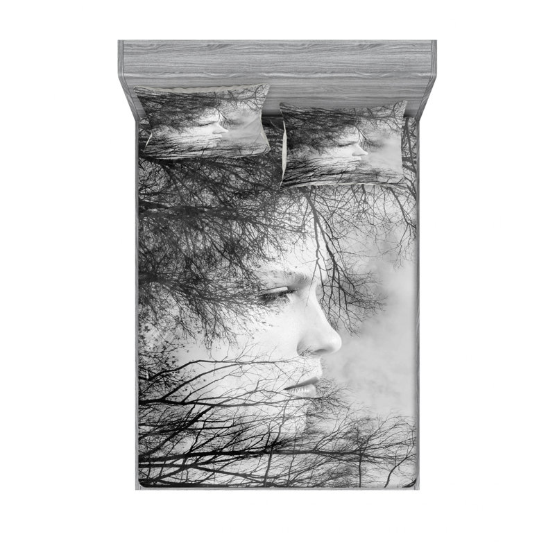 Ensemble de draps Tree Branches, Ensemble de drap pour grand lit avec drap-housse