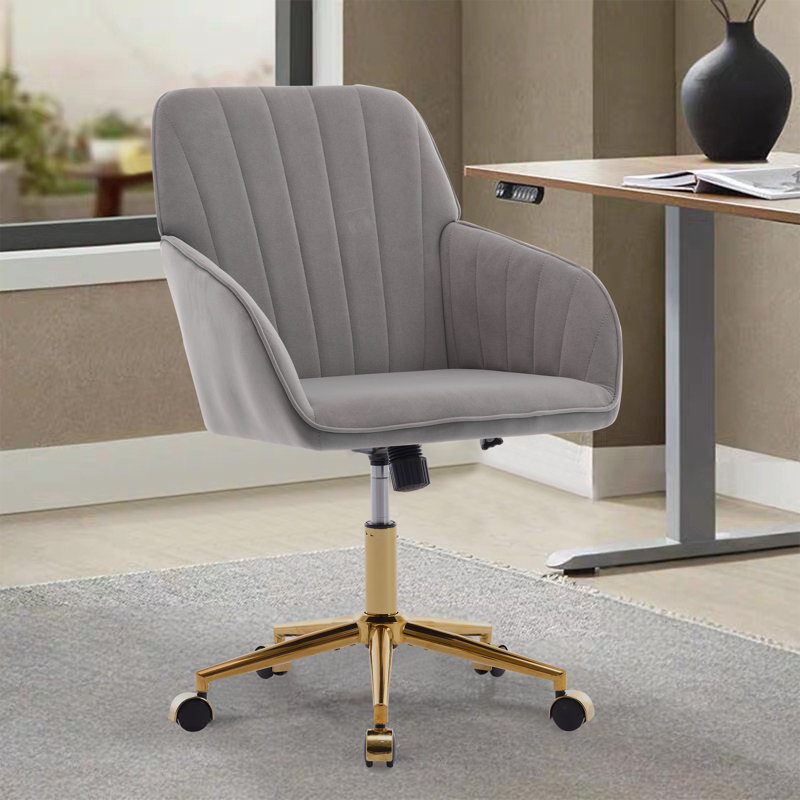 Adjustable Office Chair, Armchair, Swivel Chair With Metal Base, Silver, Rose Red