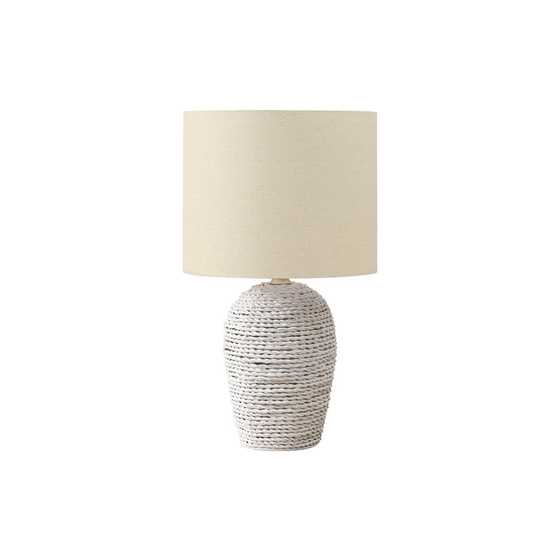Lighting, 17"h, Table Lamp, Natural Rattan, Beige Shade, Transitional, White