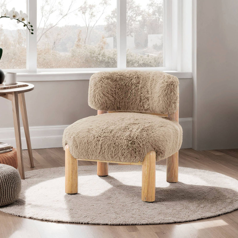 25.4" W Contemporary Accent Chair, Mushroom, Beige