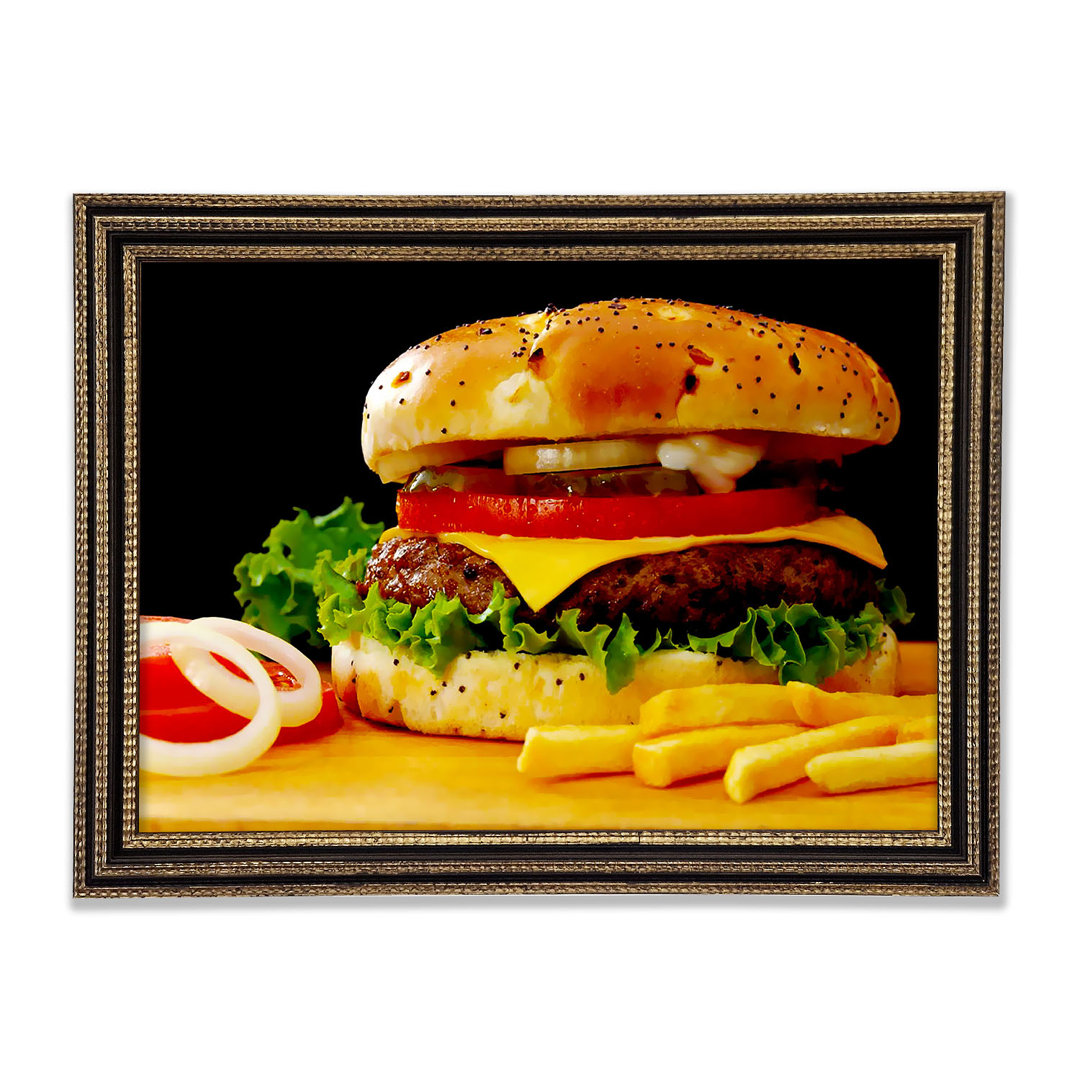 Gerahmtes Wandbild Burger And Fries