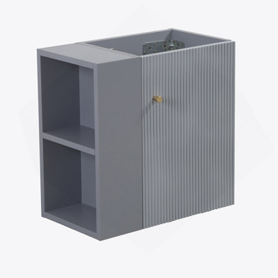 Base de meuble-lavabo mural de 21,6 pouces avec tablette ouverte à gauche et portes à fermeture en douceur pour les salles de bain modernes