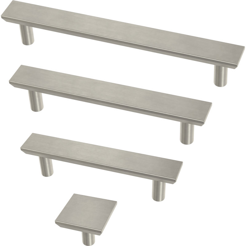 Chamfered 3 3/4" Center Bar Pull Multipack, Satin Nickel, 3 3/4" Center to Center