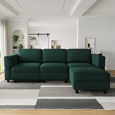 L-Shapedr Sectional Sofa With Moveable Ottoman