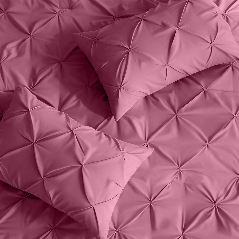 Luxurious Microfiber Pintuck Duvet Cover Set – Soft, Breathable & Wrinkle-Resistant Bedding for All-Season Comfort, Burgundy