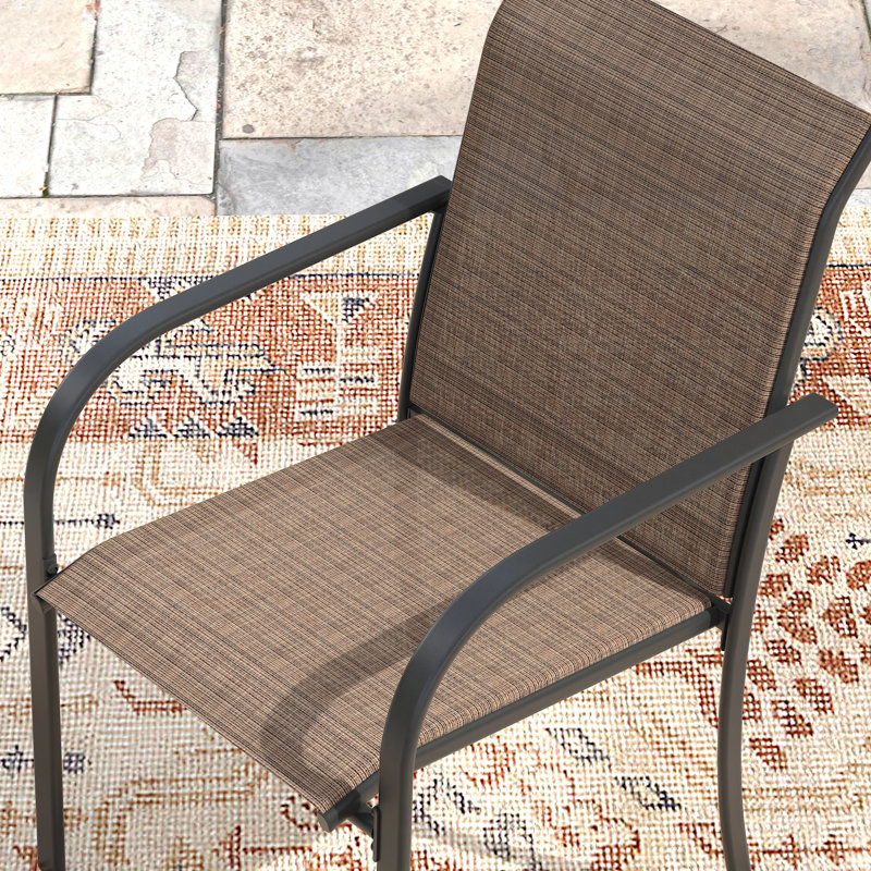 8-Person Outdoor Patio Dining Set With Stacking Armchair, Walnut/Black/Brown