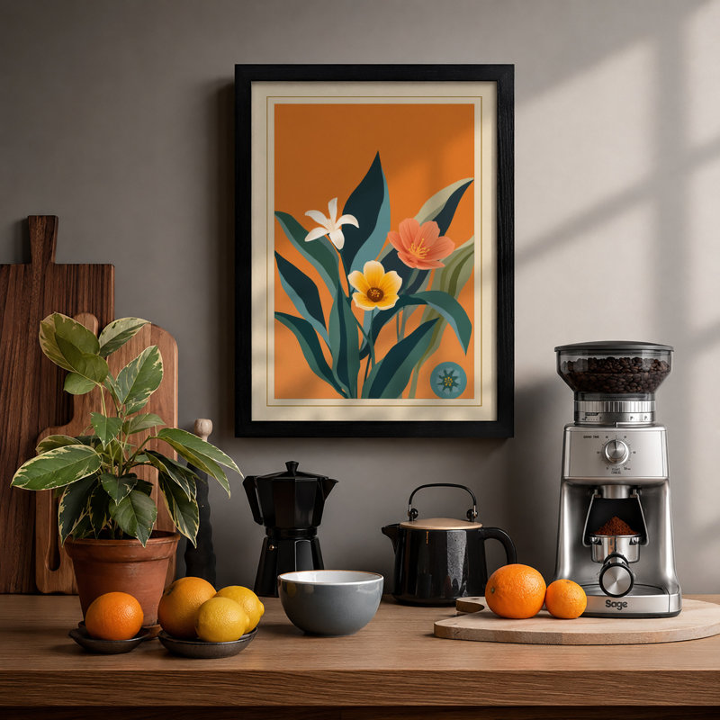 Triptych Botanical - Framed Print, Black, A3 - 42.0 x 29.7 cm