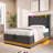 Twin size Upholstered bed, 360 surround LED function, Buttons/Apps/Remote Control, hydraulic storage bed with USB Type-C charging, Gray,Linen (Without mattress)-106569094-106569093
