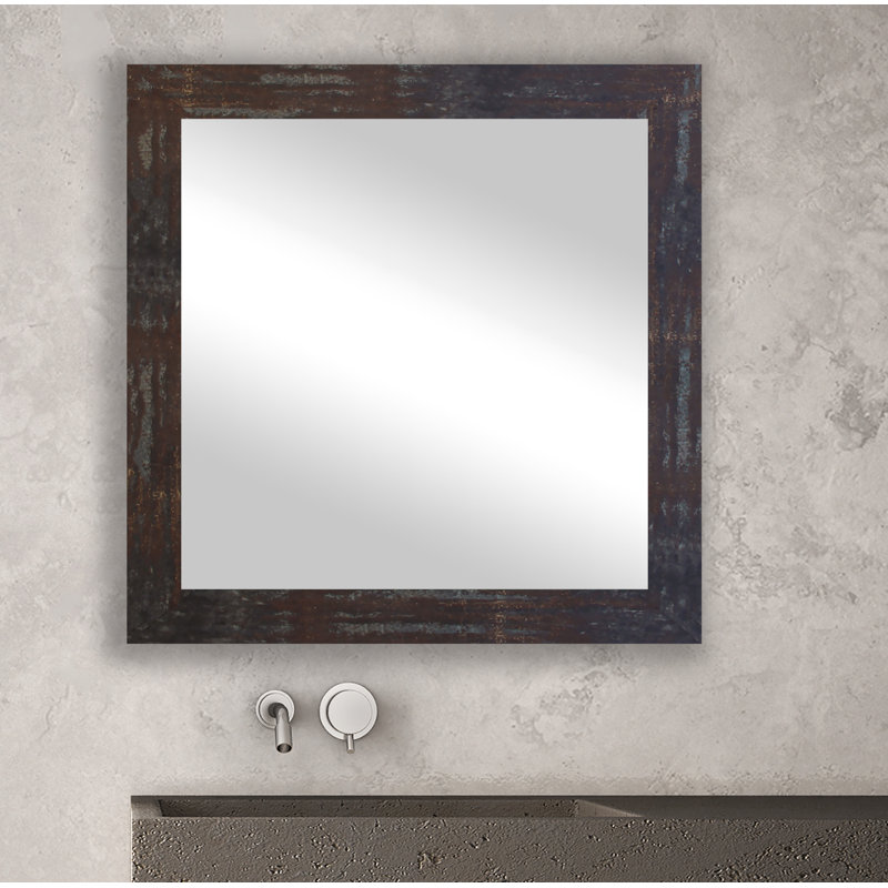 Miroir Dematteo, H 25,5 po x l 25,5 po, Acier industriel / laiton