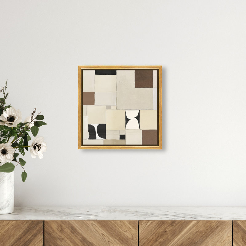 Boho Tiles II Print by Oliver Gal, 13"H x 13"W, Gold Floater Frame