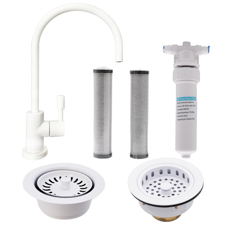 Westbrass Kitchen Faucet with Soap Dispenser, Powder Coat White