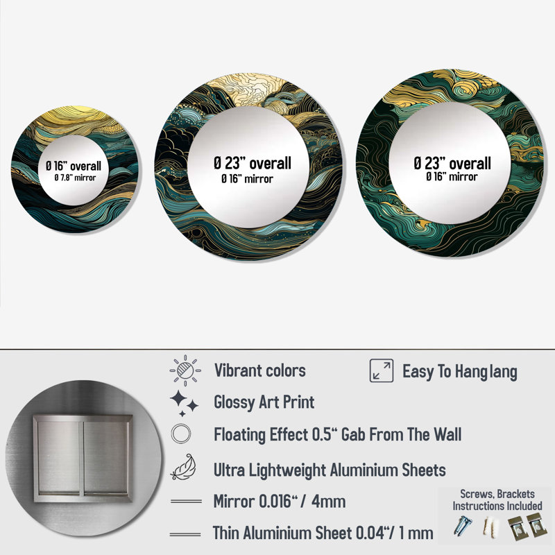 Miroir mural rond en aluminium Lodis