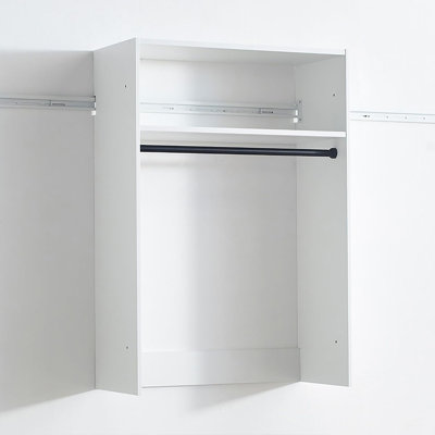  31.5in W White Wall Mount Closet System with Single Rod and One Storage Shelf