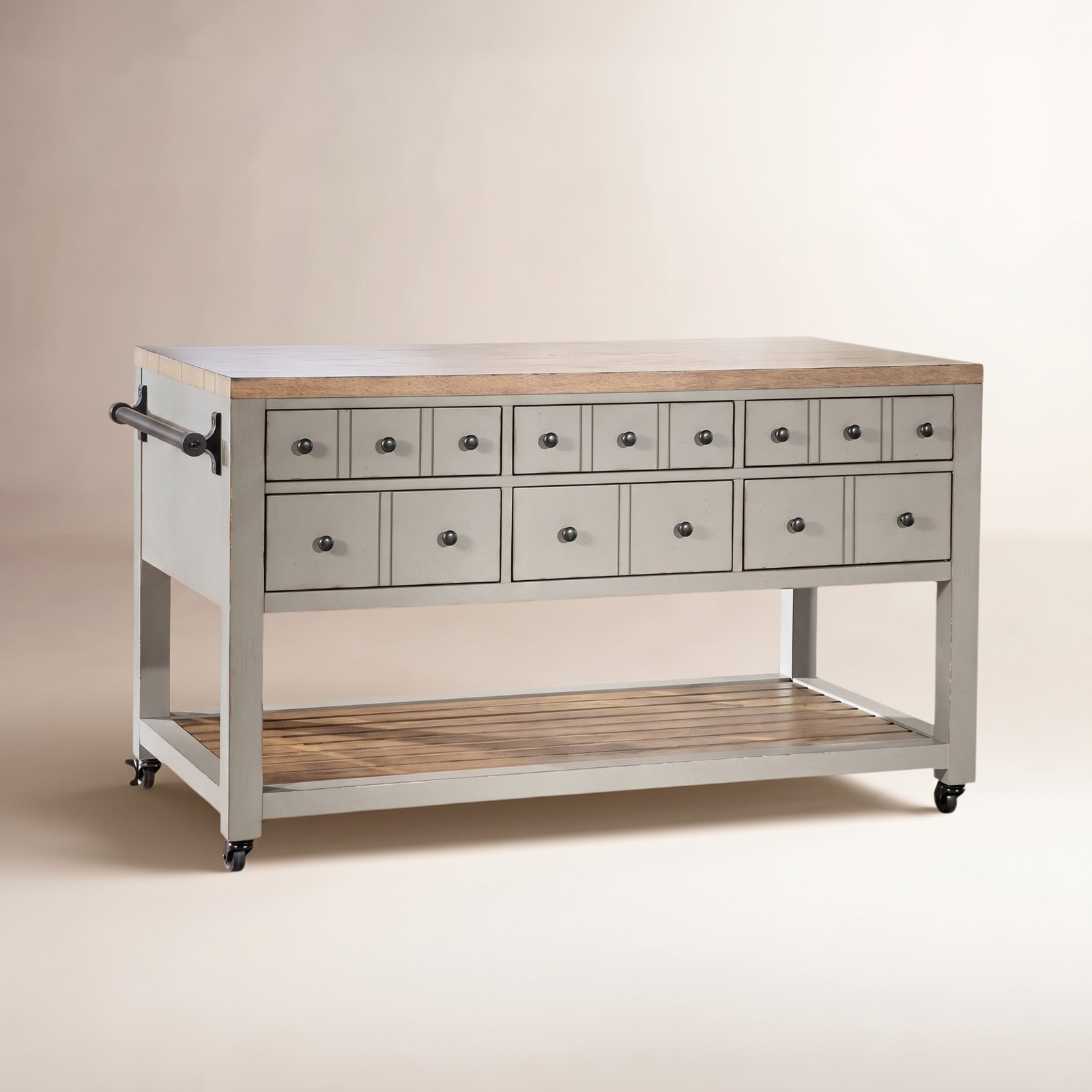 Country Living Vintage Market Kitchen Island, Red