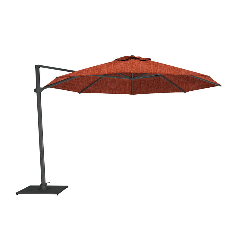 Pavone 11.5' Round Cantilever Umbrella (Grip Handle), Paver Frame, Black, Pewter