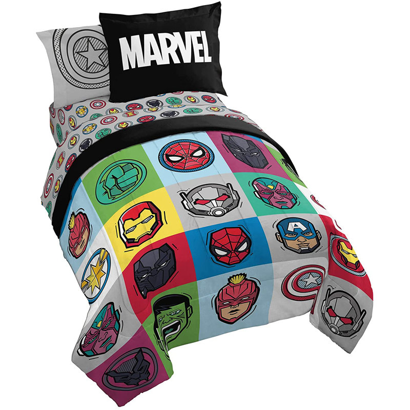 Marvel Avengers Pop Reversible Comforter Set, Full Comforter + 6 Additional Pieces