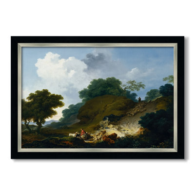 Paysage avec bergers et volée de moutons, v. 1763-1765-Jean-Honoré Fragonard-Toile encadrée sur mesure