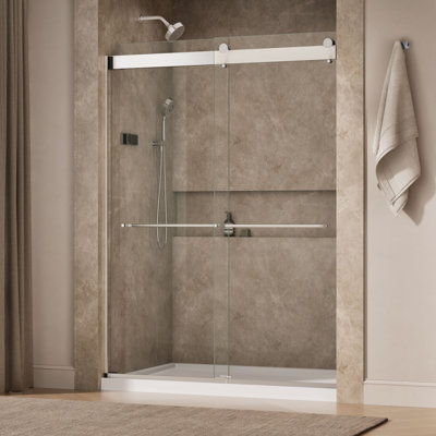Stoneridge 54"-60" W x 80-1/4" H bypass shower door with 3/8"-thick Crystal Clear glass
