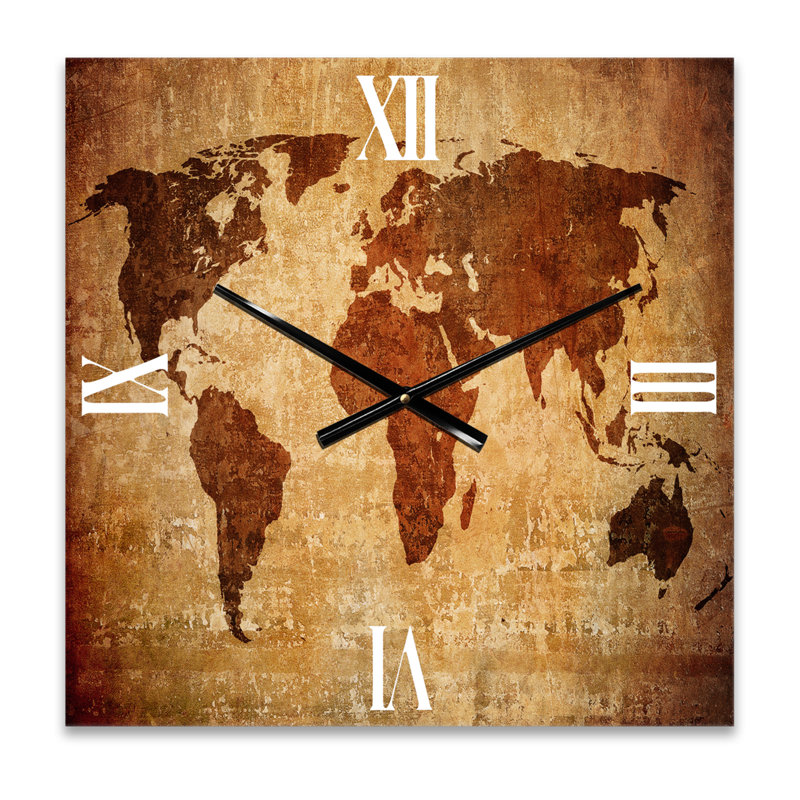 Ancienne carte du monde antique - horloge murale rétro, Petit