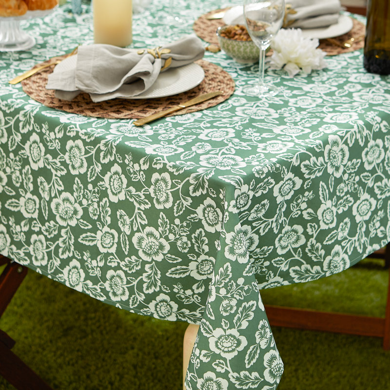NAPPE EXTÉRIEURE IMPRIMÉ FLORAL ARTICHAUT 60 ROND, Vert