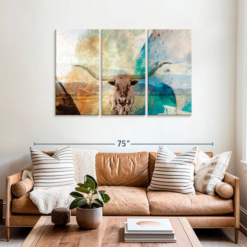 Brampt Abstract Longhorn, 36" H x 57" W