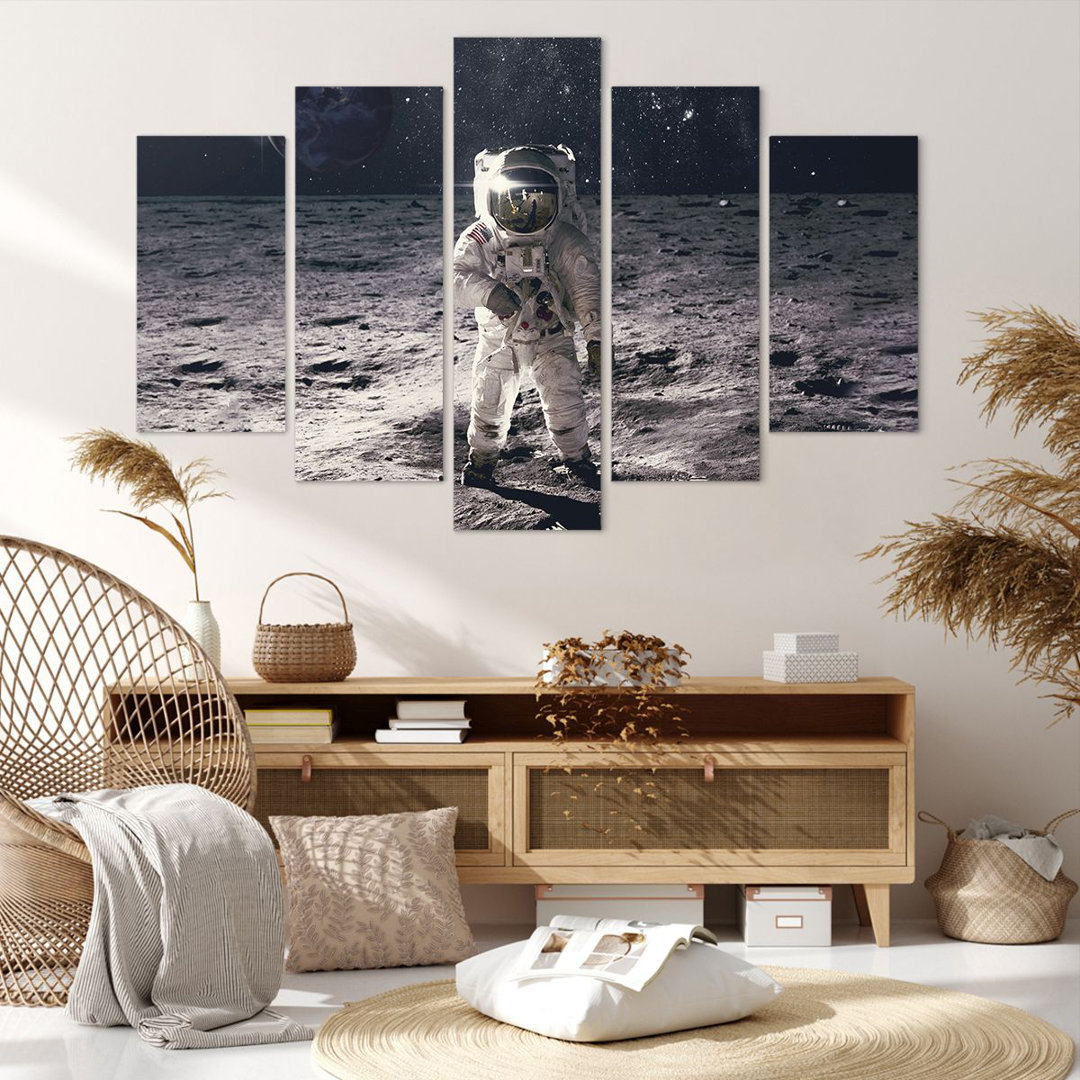 5-tlg. Leinwandbilder-Set Moon Earth Astronaut