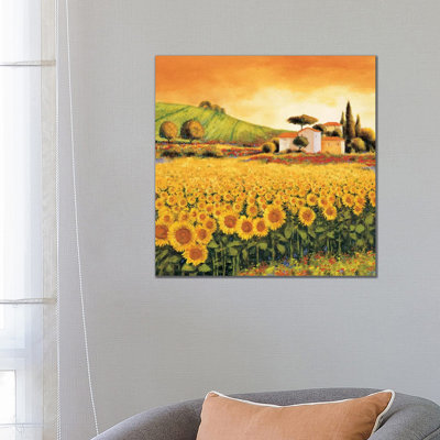 Valley Of Sunflowers by Richard Leblanc - Wrapped Canvas Painting