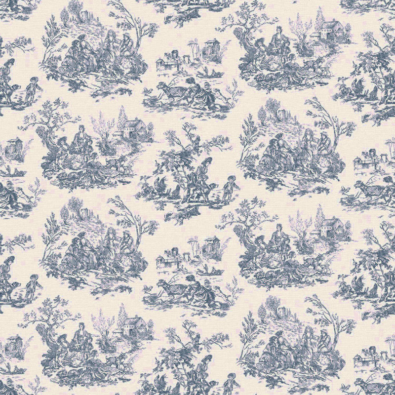 Toile De Jouy Wallpaper Country Animal Print Traditional Feature Wall Red Navy, Blue