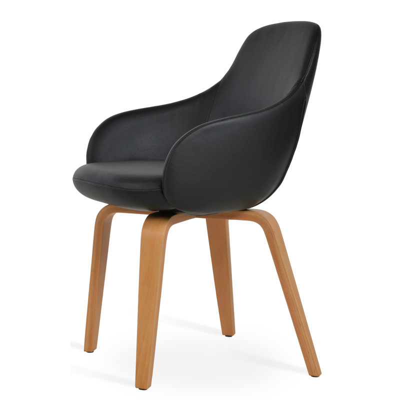 Chaise avec accoudoirs en métal Gazel, Noir, Naturel