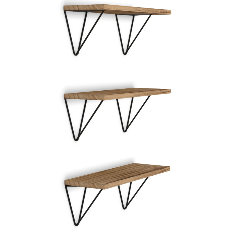 Tablette 3 pièces Chere, Naturel bruni / noir, H 6,3 po x l 17 po x P 6 po