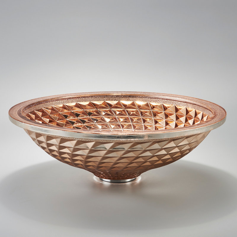 17.59'' Glass Oval Vessel Bathroom Sink, Coffee Golden