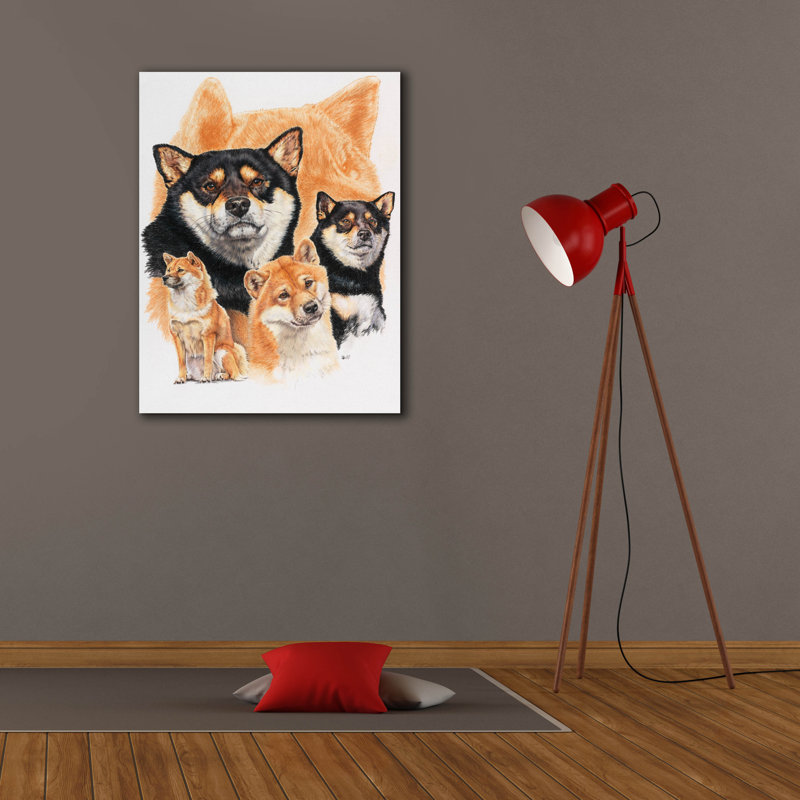 «Shiba Inv + Ghost» par Barbara Keith, art mural sur toile, H 34 po x l 26 po x P 1,5 po