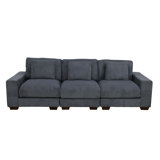 3-Piece Customized Dark Grey Corduroy Reversible Modular Sofa Set for Versatile Comfort and Style