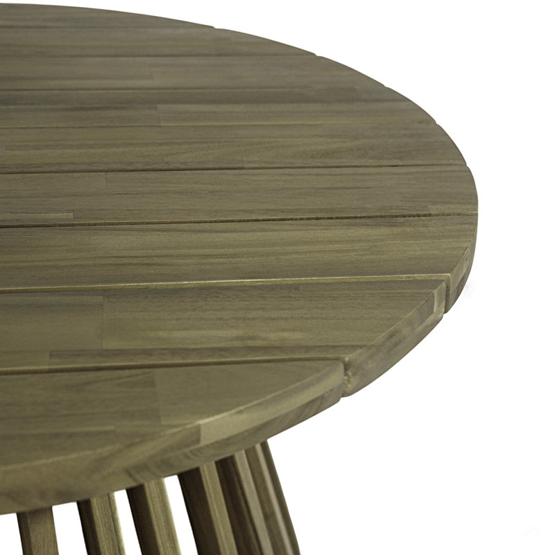 Table basse d'extérieur ronde en bois d'acacia pour la cour, le jardin et le balcon, Grey