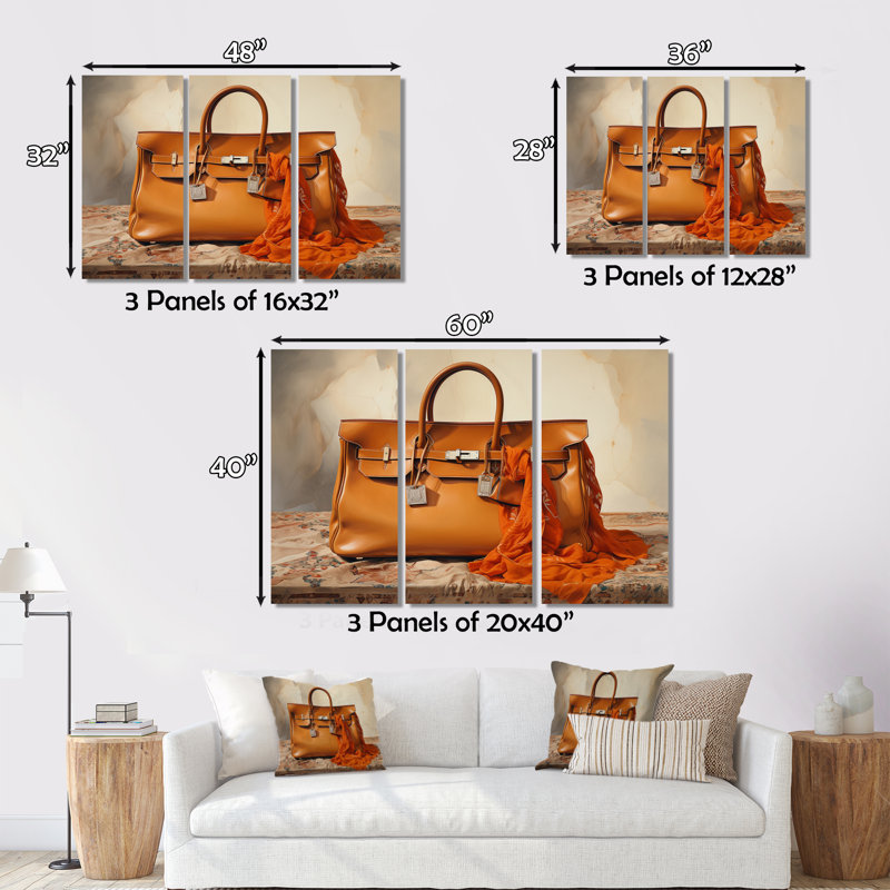 Impression sur toile 3 pièces Minimalim Brown, H 40 po x l 60 po x P 1 po