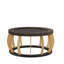 Table basse ronde ronde en bois massif de 35,43 po avec pieds courbés et table d'appoint Boho pour la salle à manger, la cuisine et le salon, brun noir-1469725519