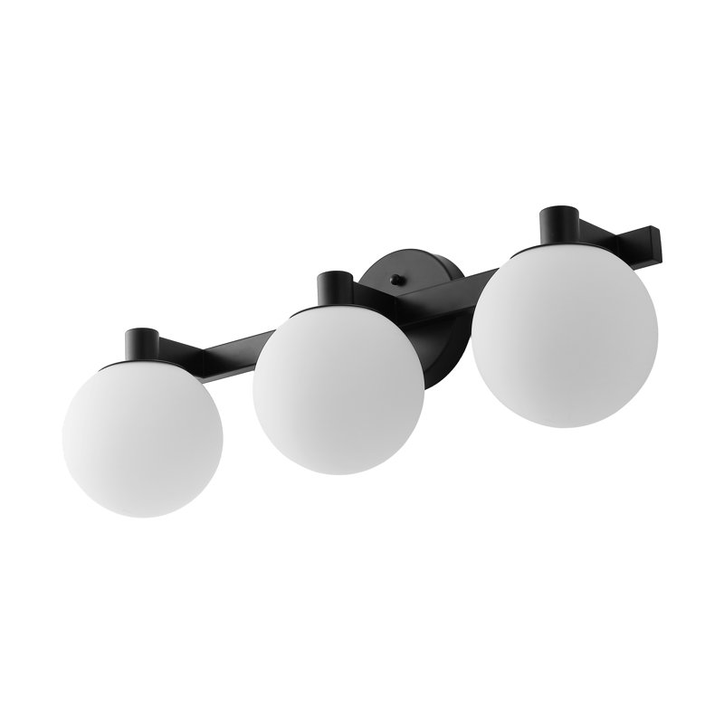 Meuble-lavabo à DEL contemporain en métal / verre givré Songer, Noir mat, Trois lumières